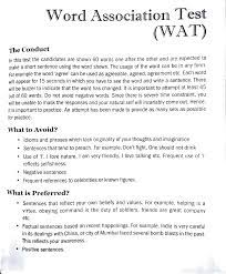 Examples of WAT (Word Association Test)- SSB Psychology Test